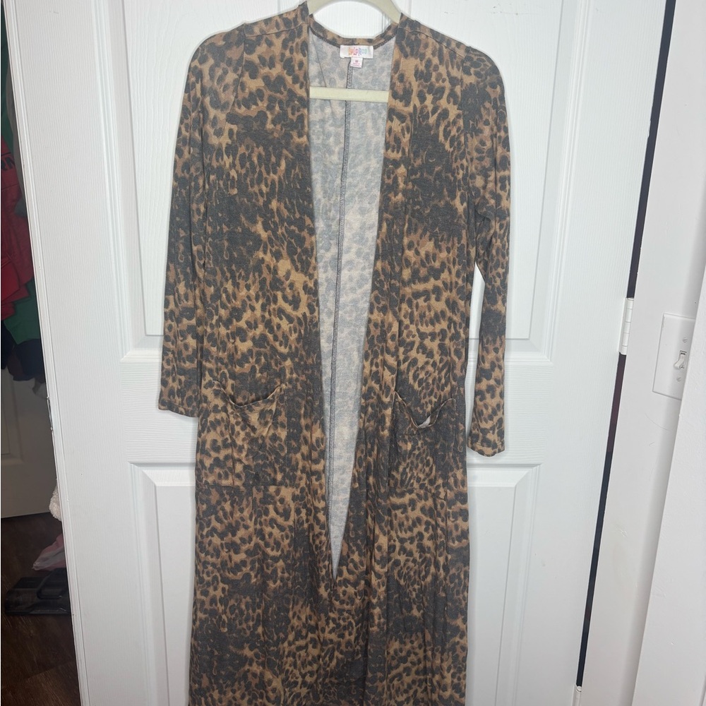 LuLaRoe Tan and Black Leopard Print Cardigan